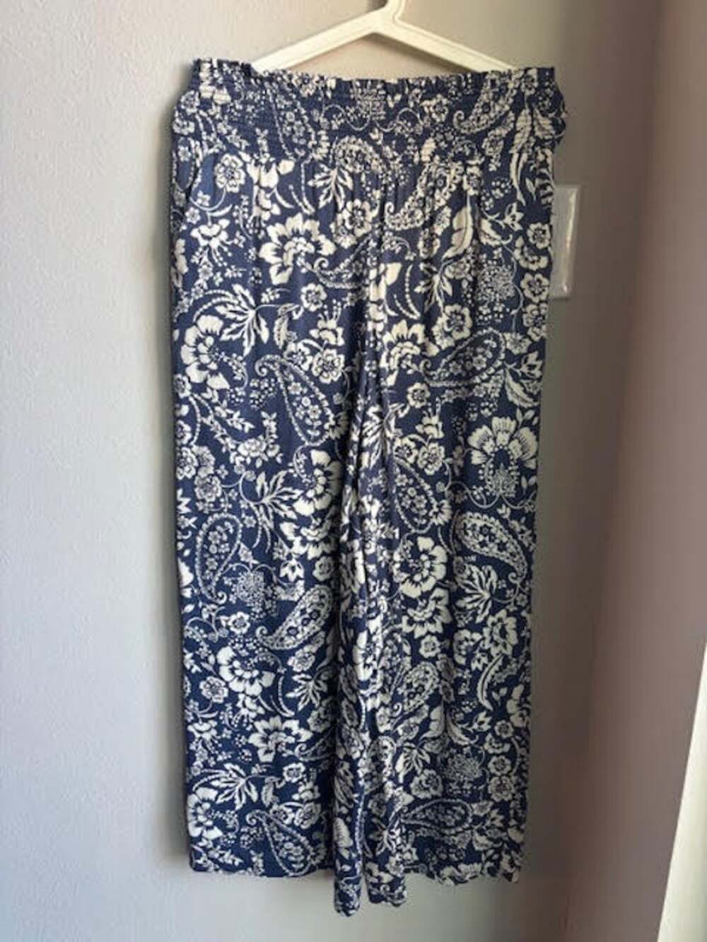 Maeve Anthropologie Navy Floral Paisley Wide Leg Pants XS